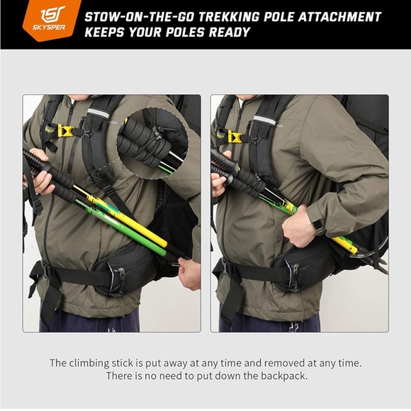 BRAND NEW SKYSPER HIKING BACKPACK BLUE LIGHT WEIGHT WATERPROOF 50L/60L UNISEX - Picture 6 of 6